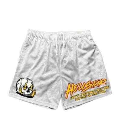 Hellstar Shorts White logo