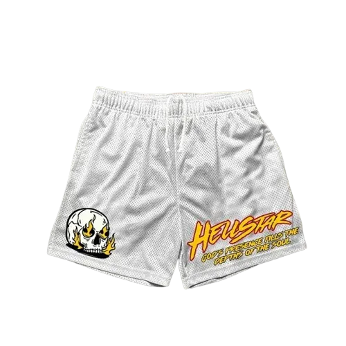 Hellstar Shorts White logo