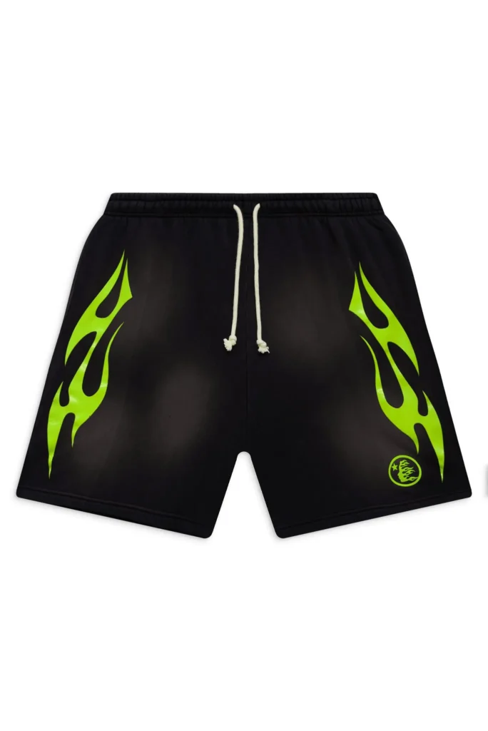 Hellstar Green Flame Shorts