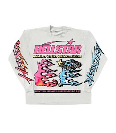 Hellstar Long Sleeve Sweatshirt White Pixel