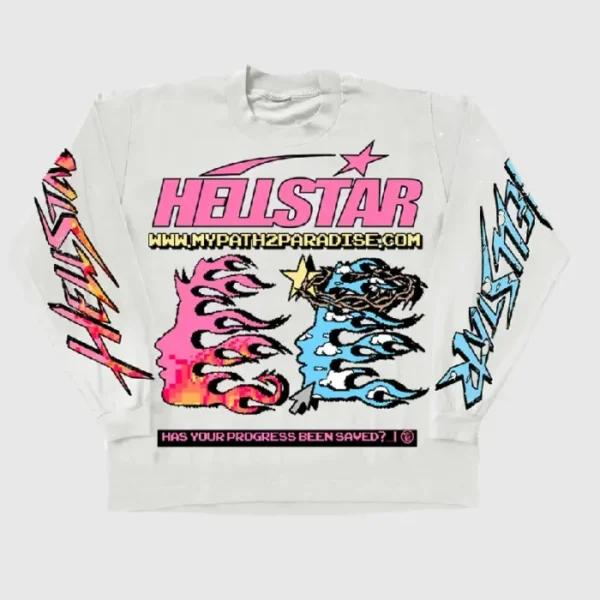 Hellstar Long Sleeve Sweatshirt White Pixel