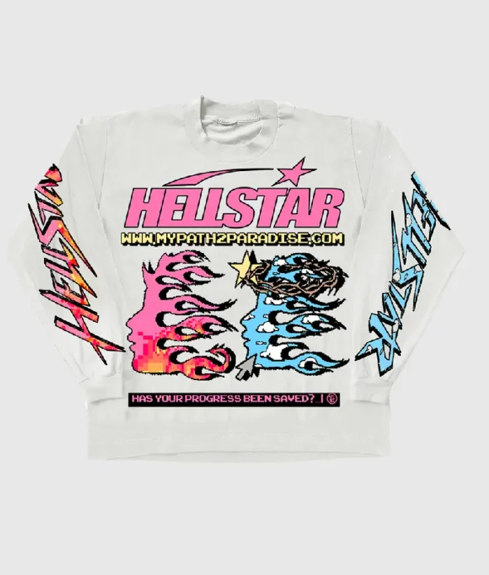 Hellstar Long Sleeve Sweatshirt White Pixel